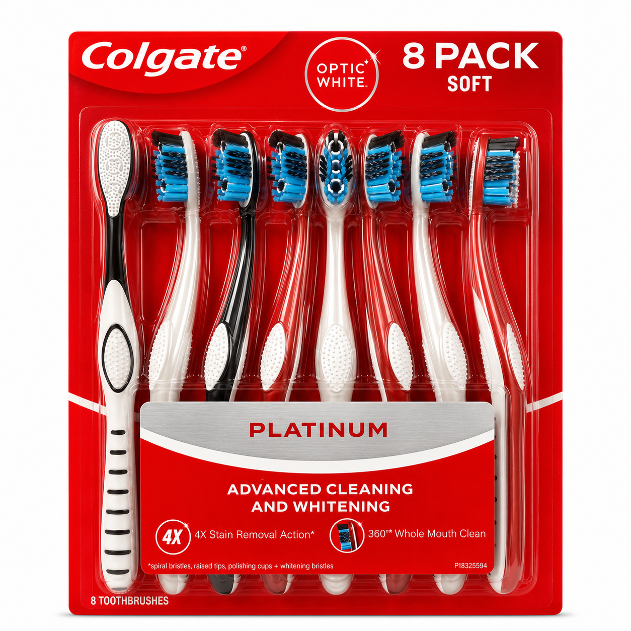 Colgate Optic White Platinum Toothbrush 8-Pack – Soft