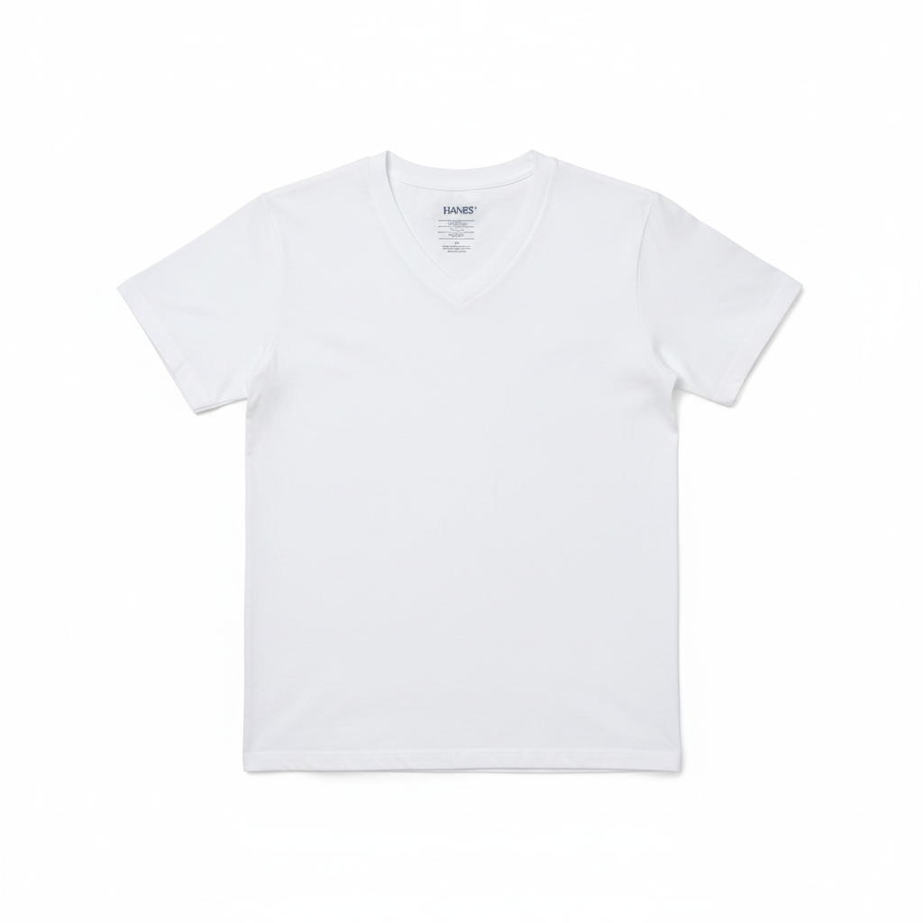 Hanes V-Neck T-Shirt flat lay